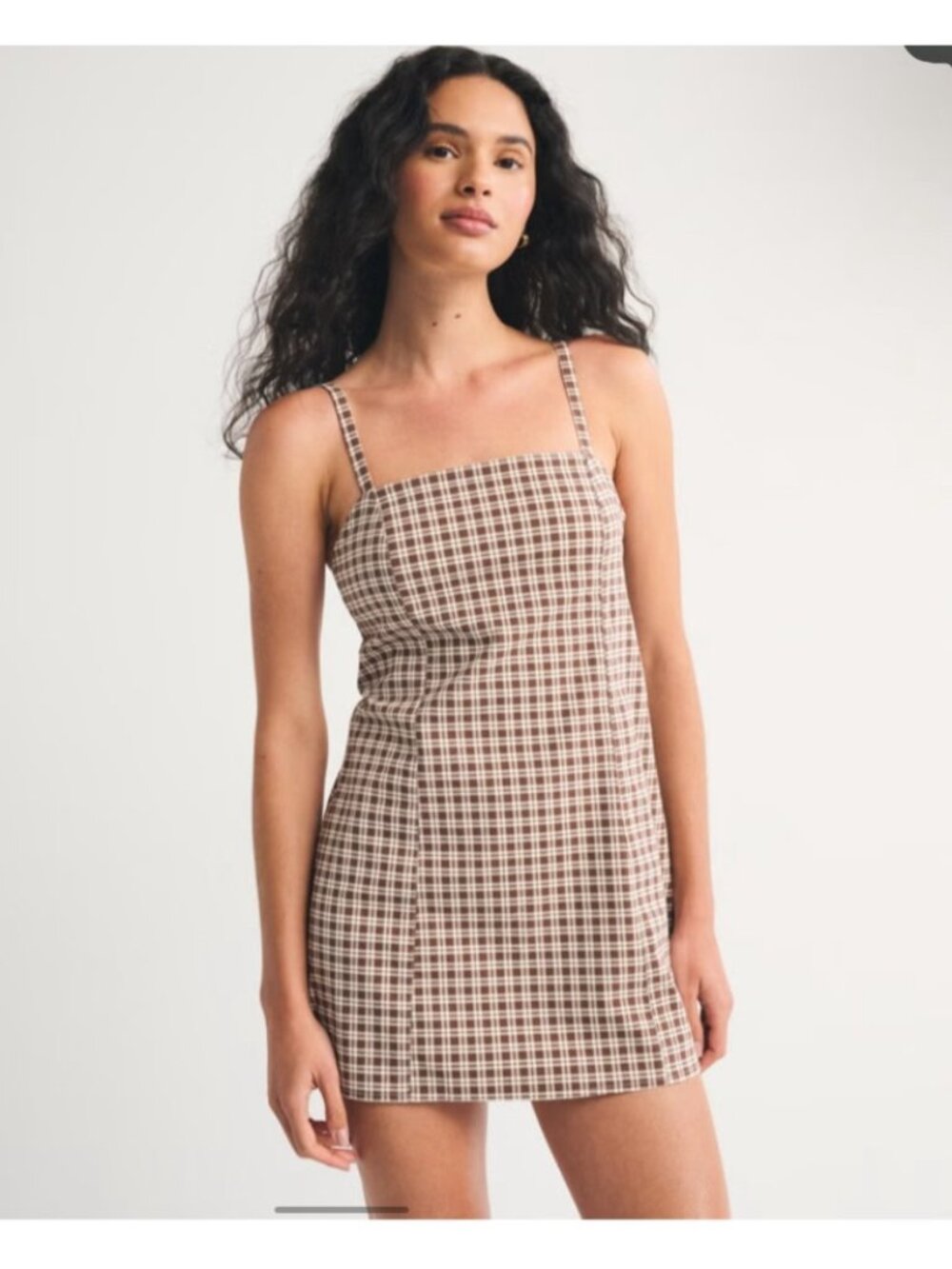 NWT Abercrombie & Fitch Bra Free Everyday Skort Mini Dress Shorts L Brown Plaid